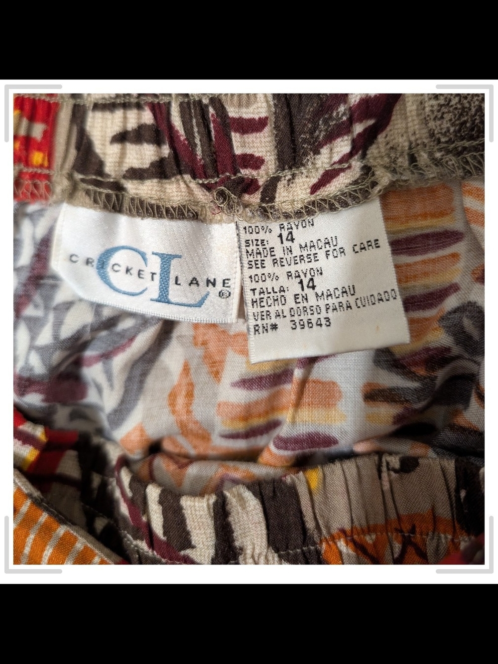 Pre-owned Patchwork Print Midi Skirt in Red & Orange - Picture 5 of 9